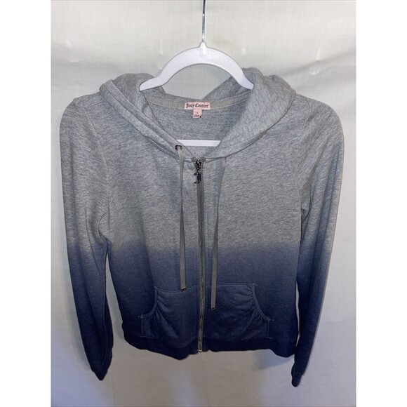Juicy Couture Fashion Hoodie Women’s Size Small Gray Cotton Blend Drawstring Zip - Picture 1 of 12